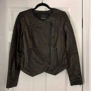 Trouve black leather moto jacket